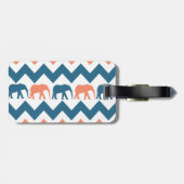 Trendy Zickzack Elephants Coral Blue Stripe Muster Gepäckanhänger (Rückseite horizontal)
