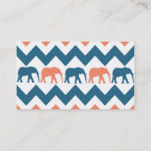 Trendy Zickzack Elephants Coral Blue Stripe Muster Visitenkarte (Rückseite)