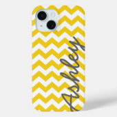 Trendy Zickzack Muster mit Namen - gelb grau Case-Mate iPhone Hülle (Rückseite)
