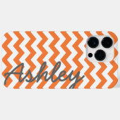 Trendy Zickzack Muster mit Namen - orange grau Case-Mate iPhone Hülle (Rückseite (Horizontal))