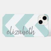 Trendy Zickzack Muster mit Namen - pastellblau Case-Mate iPhone Hülle (Rückseite (Horizontal))