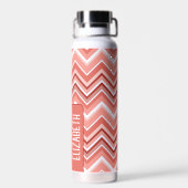 Trendy Zickzack Pattern große Namenskoralle Trinkflasche (Rückseite)