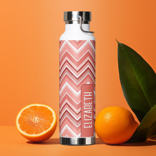 Trendy Zickzack Pattern große Namenskoralle Trinkflasche