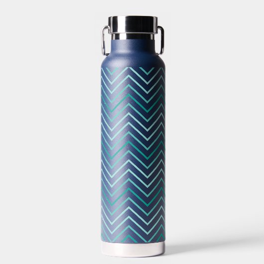 Trendy Zickzack Pattern großer Namensblock aquamar Trinkflasche (Vorne)