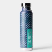 Trendy Zickzack Pattern großer Namensblock aquamar Trinkflasche (Links)