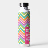 Trendy Zickzack Pattern großer Namensblock pink gr Trinkflasche (Links)
