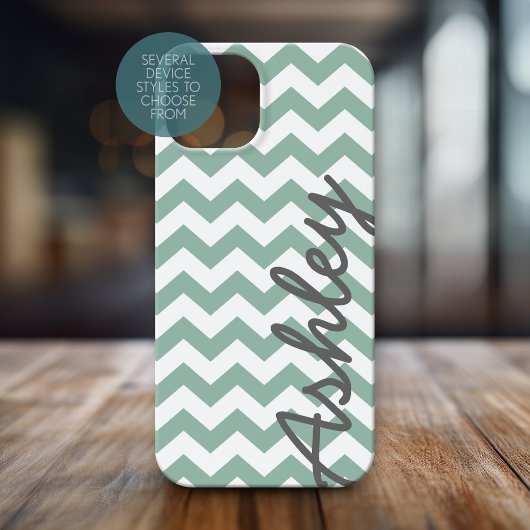 Trendy Zickzack Pattern script name - mint grau Case-Mate iPhone Hülle