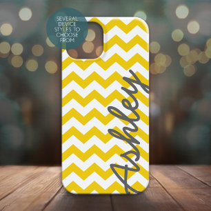 Trendy Zickzack Pattern - Skriptname gelb grau Case-Mate iPhone Hülle