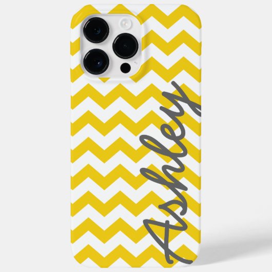 Trendy Zickzack Pattern - Skriptname gelb grau Case-Mate iPhone Hülle (Rückseite)