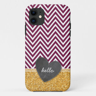 TRENDY Zickzack Tafelherz-Glitterkastanienbraun Case-Mate iPhone Hülle