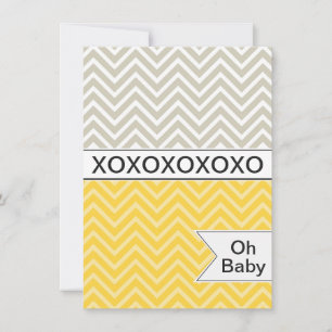 Trendy Zickzack XOXO Babydusche Einladung neutral