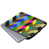 Trendy Zickzack Zigzag Custom Monogram 6 Laptopschutzhülle (Vorne Knopf)