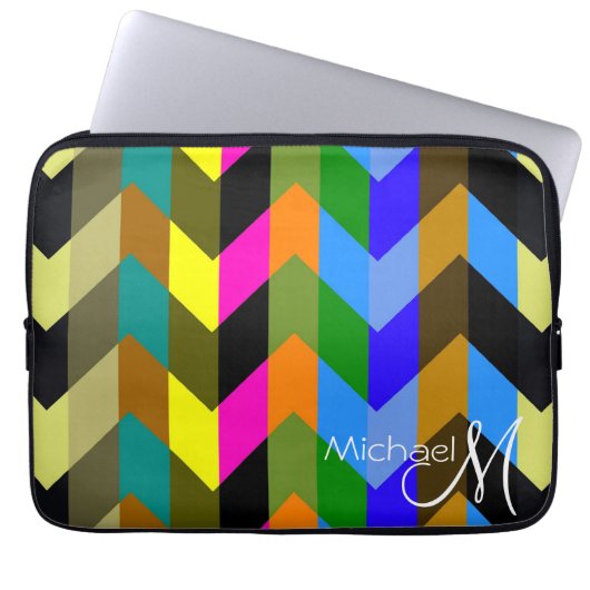 Trendy Zickzack Zigzag Custom Monogram 6 Laptopschutzhülle (Vorderseite)