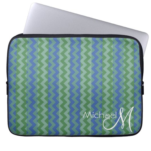 Trendy Zickzack Zigzag Custom Monogram 8 Laptopschutzhülle (Vorderseite)