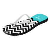 Trendy Zickzack Zigzag Monogram Stylish Aqua Green Badesandalen (Schrägansicht)