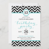 Trendy Zigzag Zickzack Geburtstagsparty Einladung (Vorderseite)