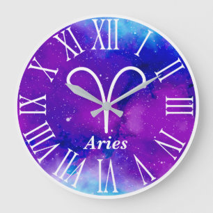 Trendy Zodiac Nebula Aries Symbol Große Wanduhr