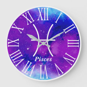 Trendy Zodiac Nebula Pisces Symbol Große Wanduhr