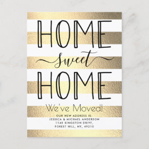 Trendy Zuhause Sweet Zuhause Gold Foil Typografy M Ankündigungspostkarte