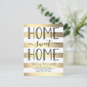 Trendy Zuhause Sweet Zuhause Gold Foil Typografy M Ankündigungspostkarte (Stehend Vorderseite)