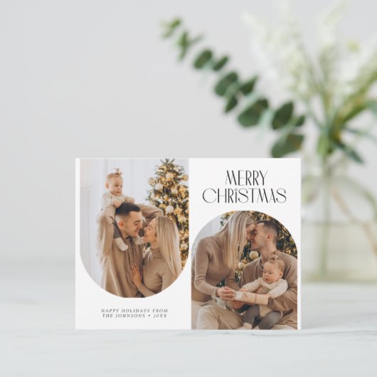 Trendy, zwei Fotos Weihnachtsfeiertag Postkarte (Stehend Vorderseite)