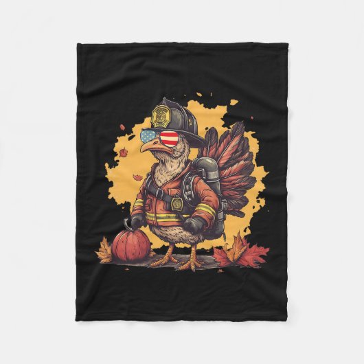 Trendyz Design Herren Thanksgiving Firefighter - B Fleecedecke (Vorderseite)