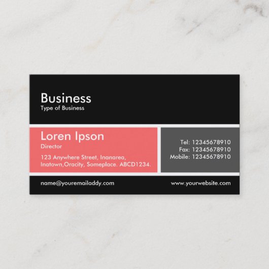 Trennband v2 Tropenrosa und Dunkelgrau Visitenkarte (Vorderseite)