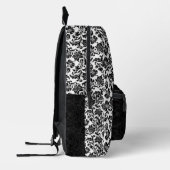 Trennbildschirm Schwarz-Weiß-Damast-Muster Bedruckter Rucksack (Links)