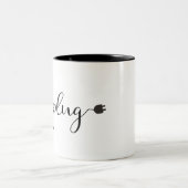Trennen Sie mit Skript-Text und Stecker Zweifarbige Tasse (Mittel)