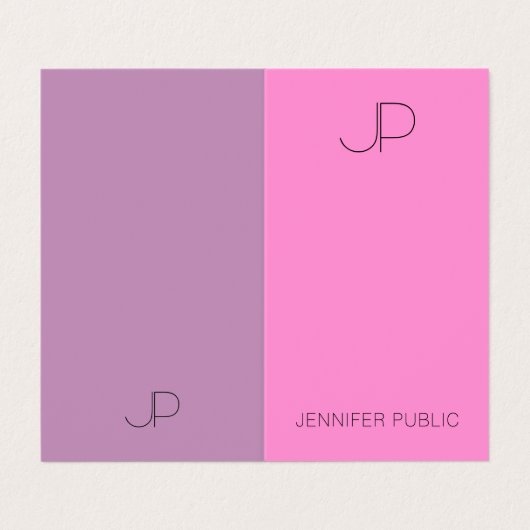 Trennen von Farben Elegante moderne Monogramm-Vorl Visitenkarten (Außenseite Aufgefaltet)