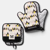 Trenngeometrisches Dreiecksmuster Ofenhandschuh & Topflappen-Set (Vorderseite/Rückseite)