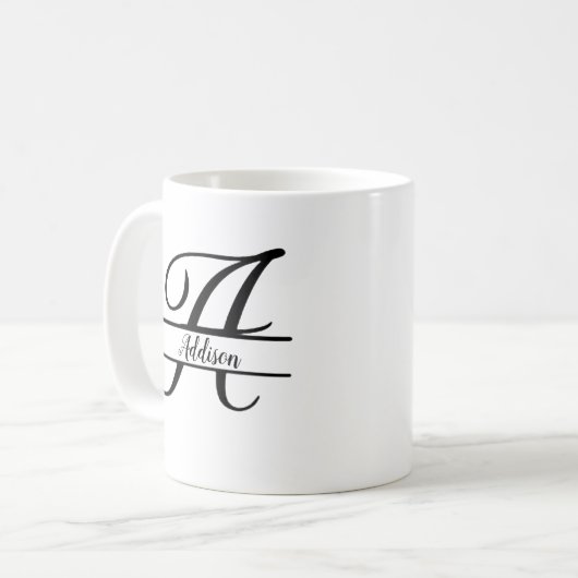 Trennmonogramm A-Z Schwarz und Weiß Kaffeetasse (Vorderseite Links)