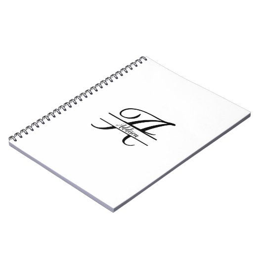 Trennmonogramm A-Z Schwarz und Weiß Notizblock (Linke Seite)