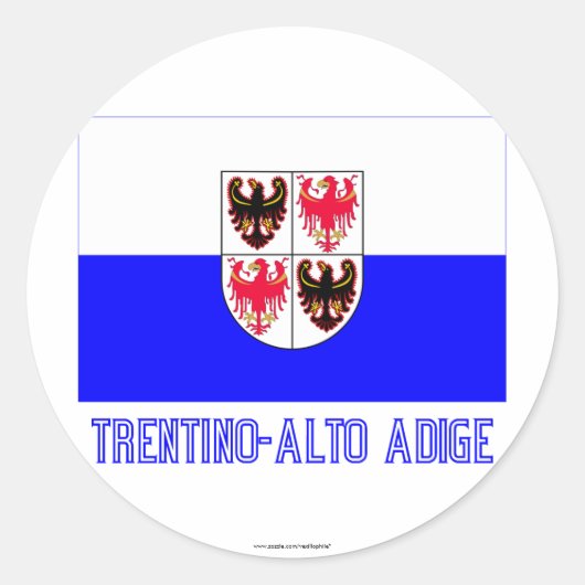 Trentino-Südtirol-Flagge mit Namen Runder Aufkleber