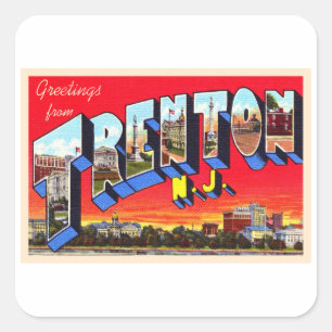 Trenton New Jersey Vintage-Großbrief-Postkarte Quadratischer Aufkleber