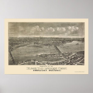 Trenton, NJ Panorama-Übersichtskarte - 1900 Poster