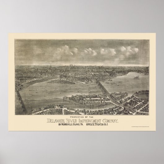 Trenton, NJ Panoramic Map - 1900 Poster (Vorne)