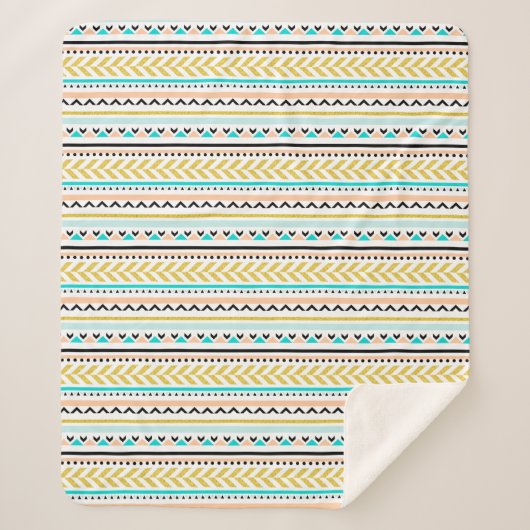 Treny Geometric Aztec Inspiriertes Muster Sherpadecke (Vorderseite)