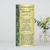 Treny Gold Peacock Wedding Custom Program Programm (Stehend Vorderseite)