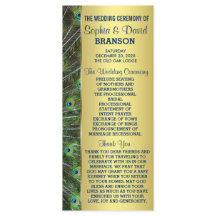 Treny Gold Peacock Wedding Custom Program