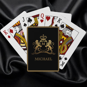 Treny Gold Royal Crown Emblem Lions Monogram Spielkarten