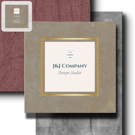 Treny Gold Texture Logo Square Quadratische Visitenkarte