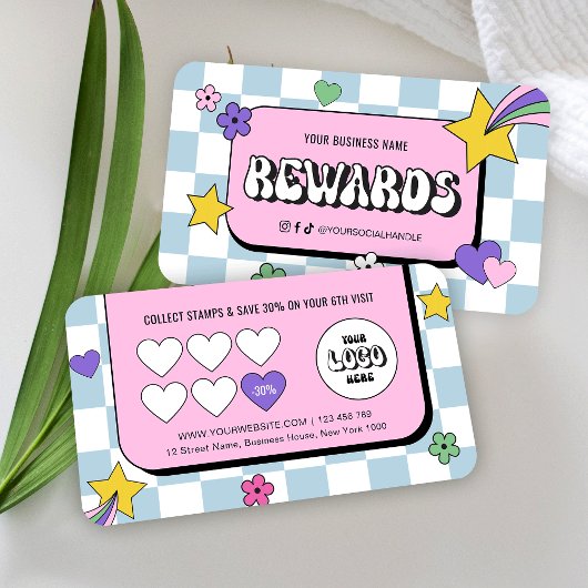 Treny Groovy Logo Retro Girly Friseursalon Treuekarte