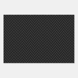 Treny Matte Black und White Pattern Minimalistisch Geschenkpapier Set