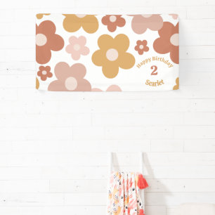 Treny Retro Daisies Girl Birthday Banner