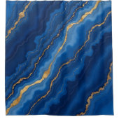 Treny Royal Blue Gold Marble Collection Duschvorhang (Vorderseite)