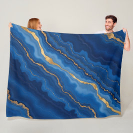 Treny Royal Blue Gold Marble Collection Fleecedecke