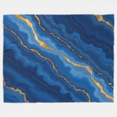 Treny Royal Blue Gold Marble Collection Fleecedecke (Vorderseite (Horizontal))