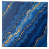 Treny Royal Blue Gold Marble Collection Fliese (Vorderseite)