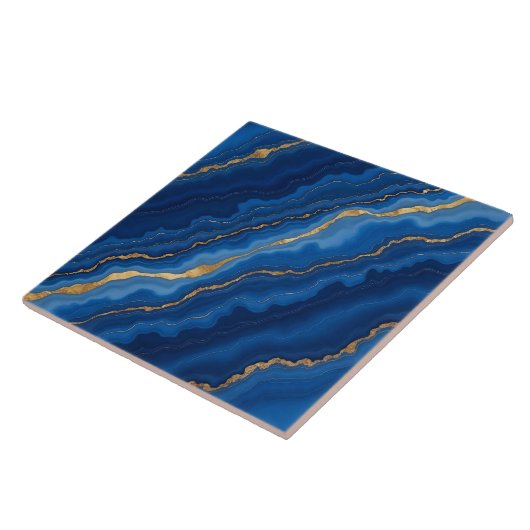 Treny Royal Blue Gold Marble Collection Fliese (Seite)
